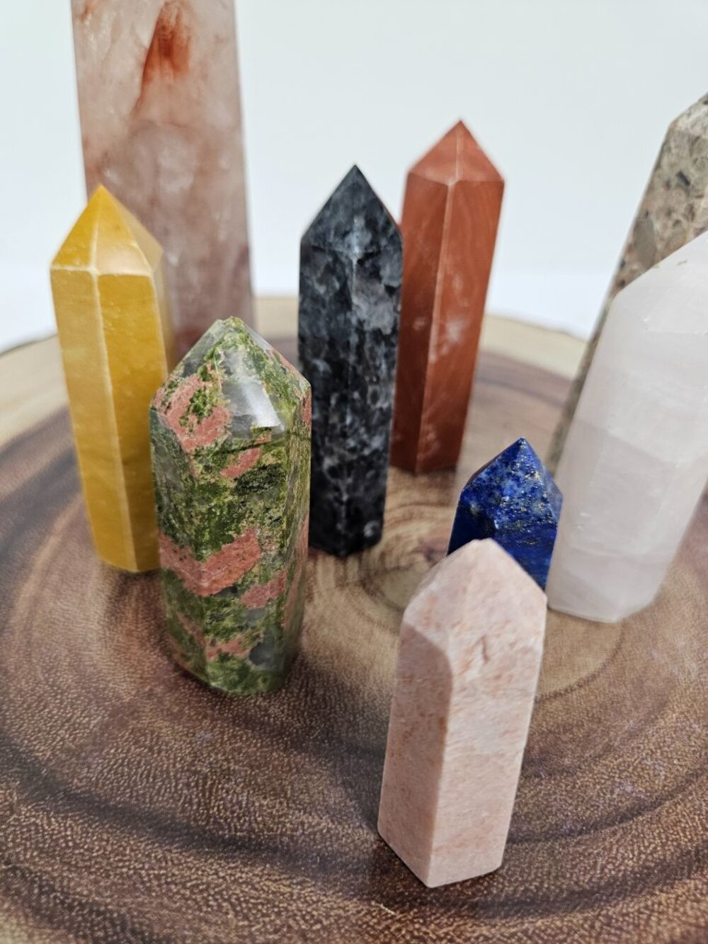Bundle of 9 Assorted Crystal Stone Obelisk Point Tower Set - Picture 3 of 6